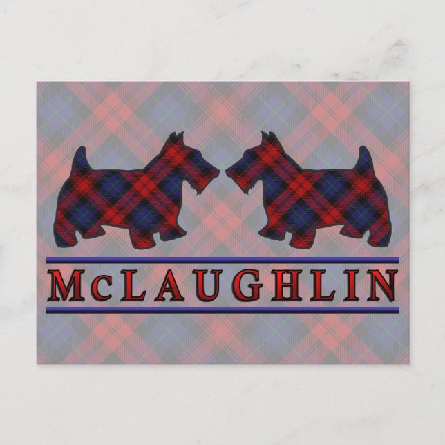 Klan McLaughlin MacLachlan Tartan Scottie Hundar Vykort (Framsida)