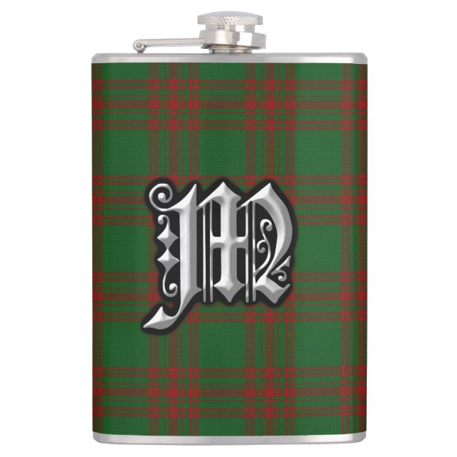 Klan Menzies Grönt Red Tartan Old Scotland Flask Fickplunta (Framsidan)