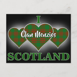 Klan Menzies I Kärlek Scotland Red and Grönt Tarta Vykort
