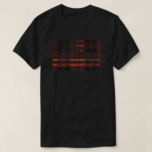 Klan Menzies of Culdares Scottish tartan US flagga T Shirt (Design framsida)