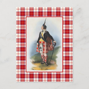 Klan Menzies Vintage Illustration Tartan Ram Vykort