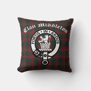 Klan Middleton Vapensköld Badge och Tartan Kudde
