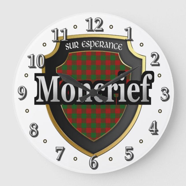 Klan Moncrief Tartan Scottish Dream Clock Stor Klocka (Framsida)