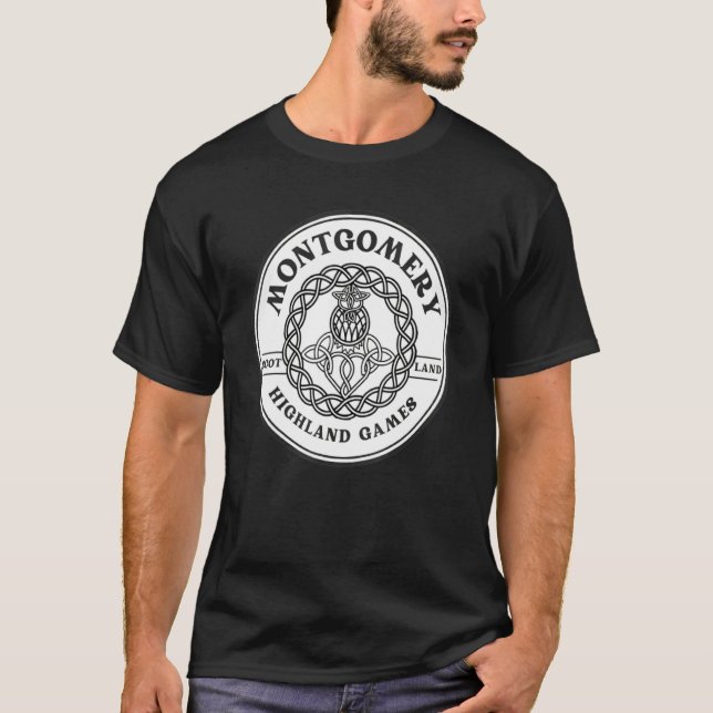 Klan Montgomery Scottish Thistle Highland Games T Shirt (Framsida)