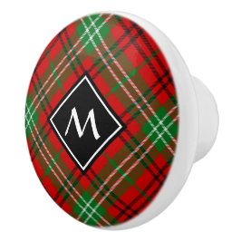 Klan Morrison Red Tartan Ceramic Knob Knopp