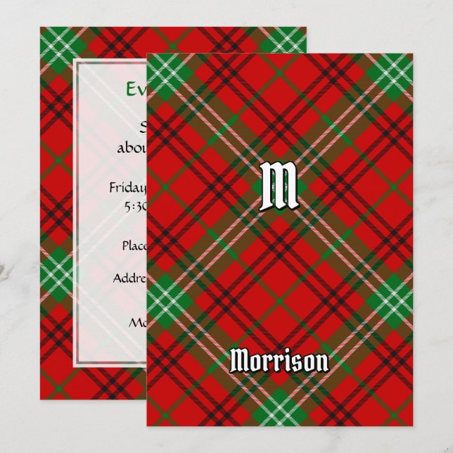 Klan Morrison Red Tartan-inbjudan Inbjudningar (Fram/baksida)