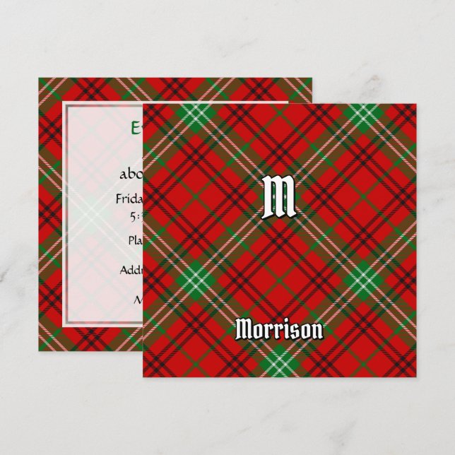 Klan Morrison Red Tartan Inbjudningar (Fram/baksida)