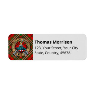 Klan Morrison Red Tartan Label Returadress Etikett