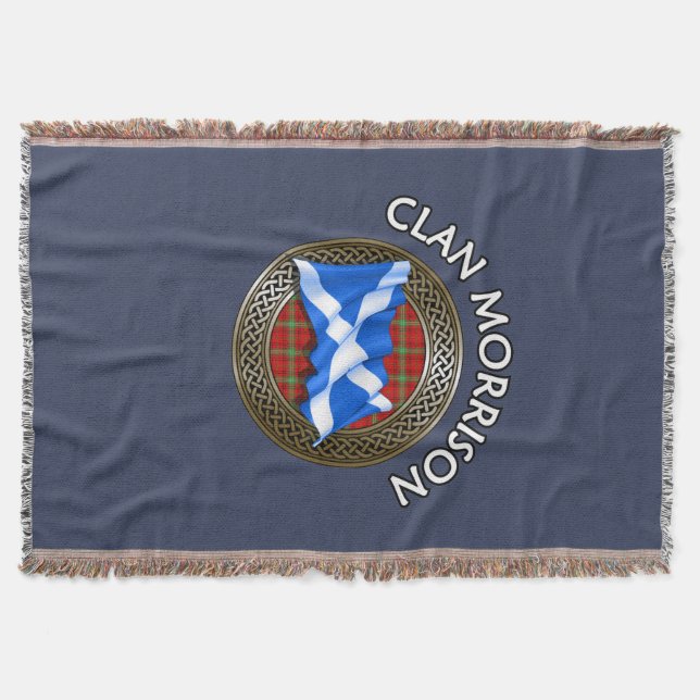 Klan Morrison Tartan Knot & Flagga Filt (Framsidan)