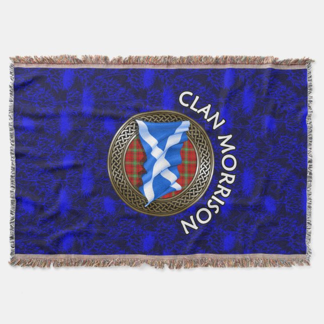 Klan Morrison Tartan Knot & Flagga Filt (Framsidan)