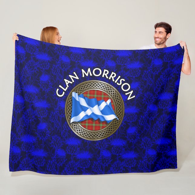 Klan Morrison Tartan Knot & Flagga Fleecefilt (På plats)