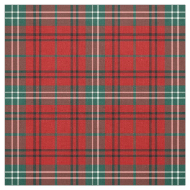 Klan Morrison Tartan Red and Grönt Play Tyg (Provkarta)