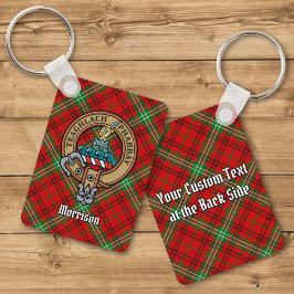 Klan Morrison Vapensköld över Red Tartan Keychain Nyckelring