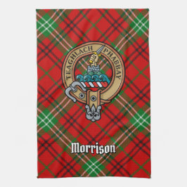 Klan Morrison Vapensköld över Red Tartan Kitchen T Kökshandduk