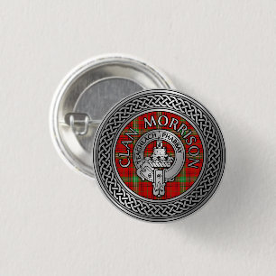 Klan Morrison Vapensköld & Tartan Knot Button Knapp