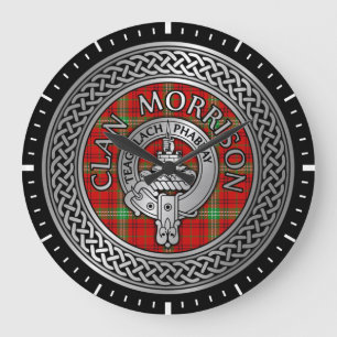 Klan Morrison Vapensköld & Tartan Knot Large Clock Stor Klocka