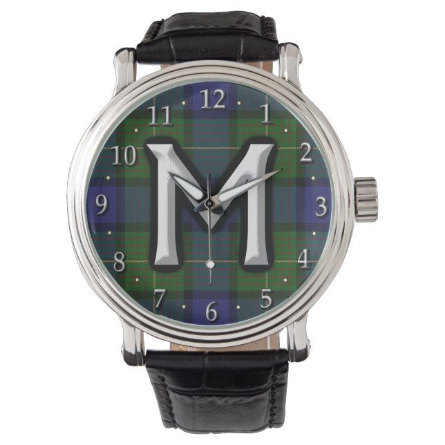 Klan Muir Brev M Monogram Tartan Armbandsur (Framsida)
