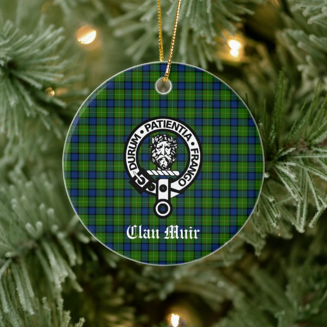 Klan Muir eller mer Vapensköld Badge & Tartan Julgransprydnad Keramik (Träd)