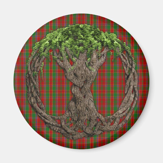 Klan Munro Tartan och Celtic Livets träd Magnet (Framsidan)