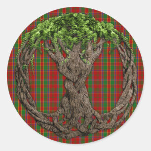 Klan Munro Tartan och Celtic Livets träd Runt Klistermärke