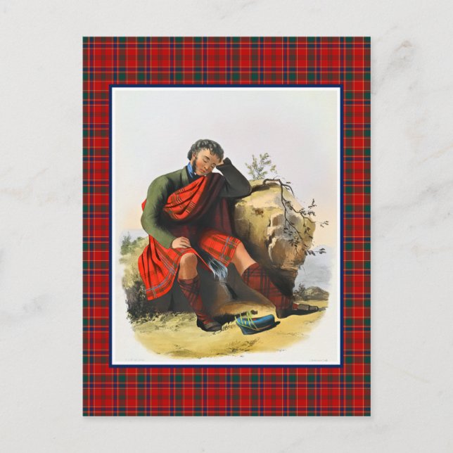 Klan Munro Vintage Illustration Tartan Ram Vykort (Framsida)