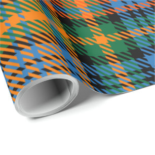 Klan Murray Blue Orange Grönt Tartan Presentpapper
