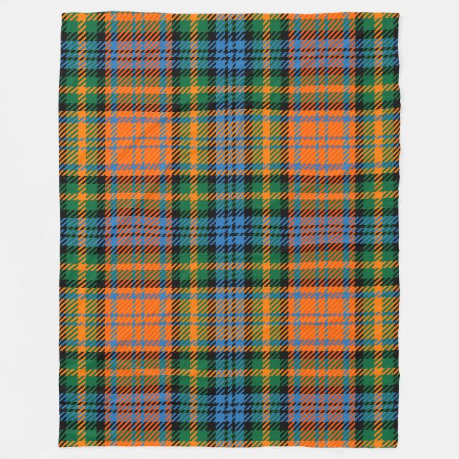 Klan Murray Play Tartan Blue Orange Grönt Check Fleecefilt (Framsidan)