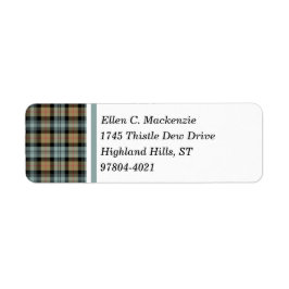 Klan Murray Tan and Black Weasted Tartan Returadress Etikett