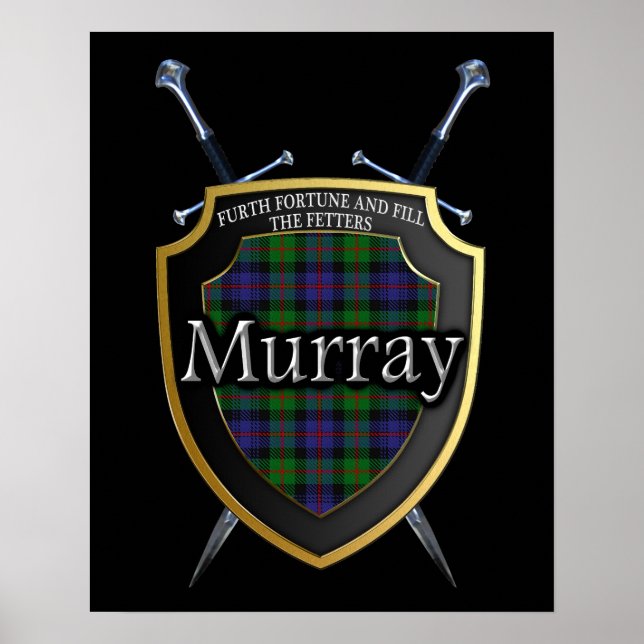 Klan Murray Tartan Shield & Swords Skriv ut Poster (Framsidan)