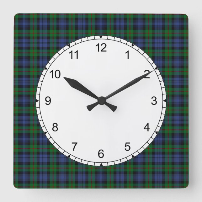 Klan Murray Tartan Wall Clock Fyrkantig Klocka (Framsida)