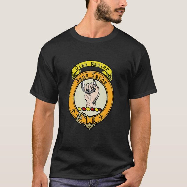 Klan Napier Scottish Vapensköld T Shirt (Framsida)