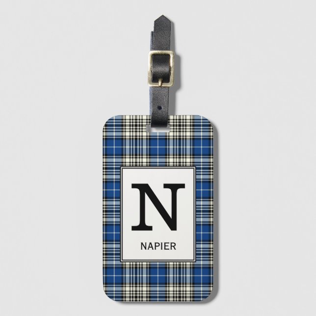 Klan Napier Tartan Monogrammed Bagagebricka (Framsida vertikal)