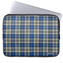 Klan Napier Tartan Royal Blue Play Monogram Laptop Sleeve