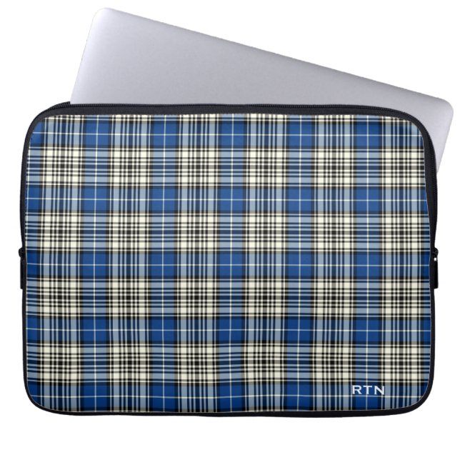 Klan Napier Tartan Royal Blue Play Monogram Laptop Sleeve (Framsidan)