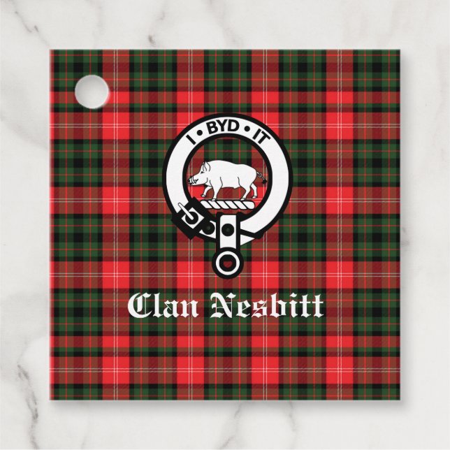 Klan Nesbitt Vapensköld Badge & Tartan Personlig Gåvor Etiketter (Framsida)
