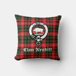 Klan Nesbitt Vapensköld Badge & Tartan Personlig Kudde