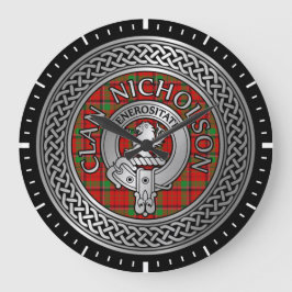 Klan Nicholson Vapensköld & Tartan Knot Stor Klocka