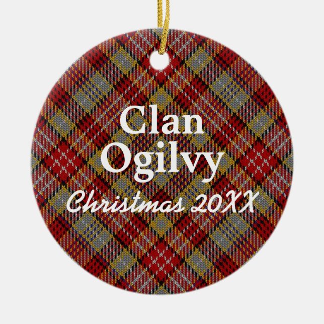 Klan Ogilvy Scottish Tartan Julgransprydnad Keramik (Framsidan)