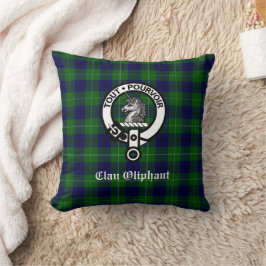 Klan Oliphant Tartan och Vapensköld Badge Kudde