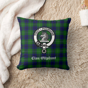Klan Oliphant Tartan och Vapensköld Badge Kudde