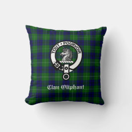 Klan Oliphant Tartan och Vapensköld Badge Kudde