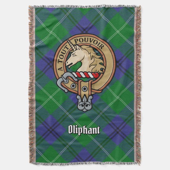 Klan Oliphant-vapen över tartan Filt (Framsidan Vertikal)