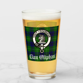 Klan Oliphant Vapensköld Badge och Tartan Glass Glaskopp