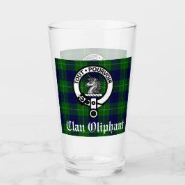Klan Oliphant Vapensköld Badge och Tartan Glass Glaskopp