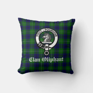 Klan Oliphant Vapensköld Badge och Tartan Kudde