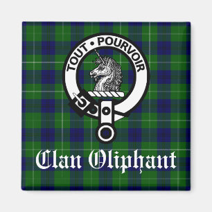 Klan Oliphant Vapensköld Badge och Tartan Magnet