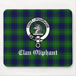 Klan Oliphant Vapensköld Badge och Tartan Musmatta