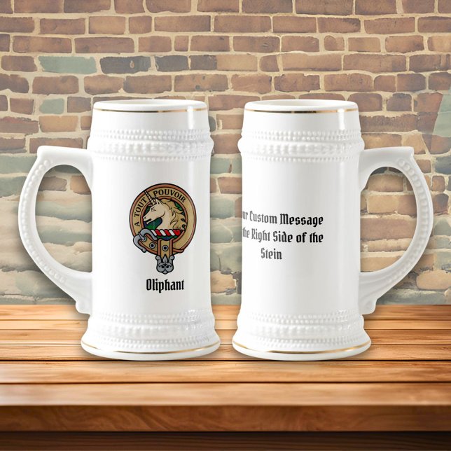 Klan Oliphant Vapensköld över Tartan Beer Stein Sejdel (Skapare uppladdad)