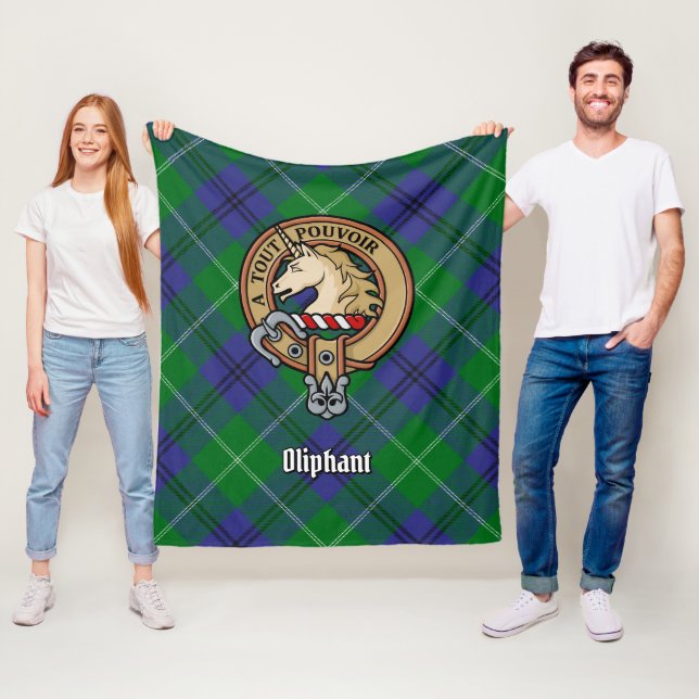 Klan Oliphant Vapensköld över Tartan Fleecefilt (På plats)