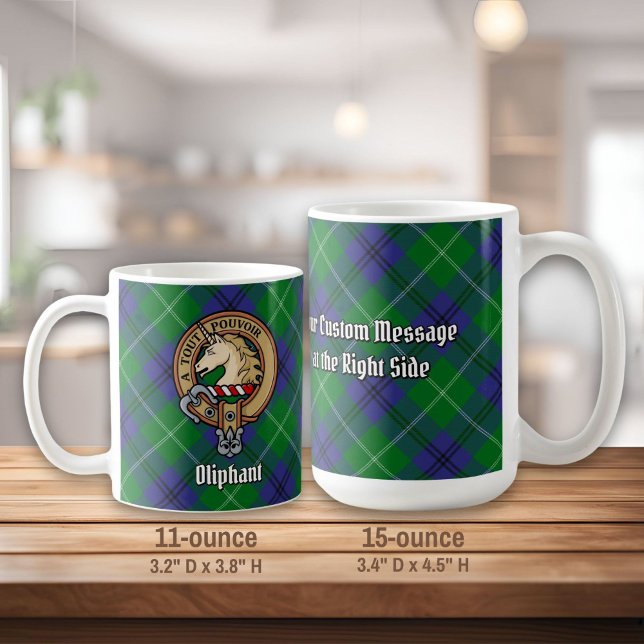 Klan Oliphant Vapensköld över Tartan Kaffemugg (Skapare uppladdad)